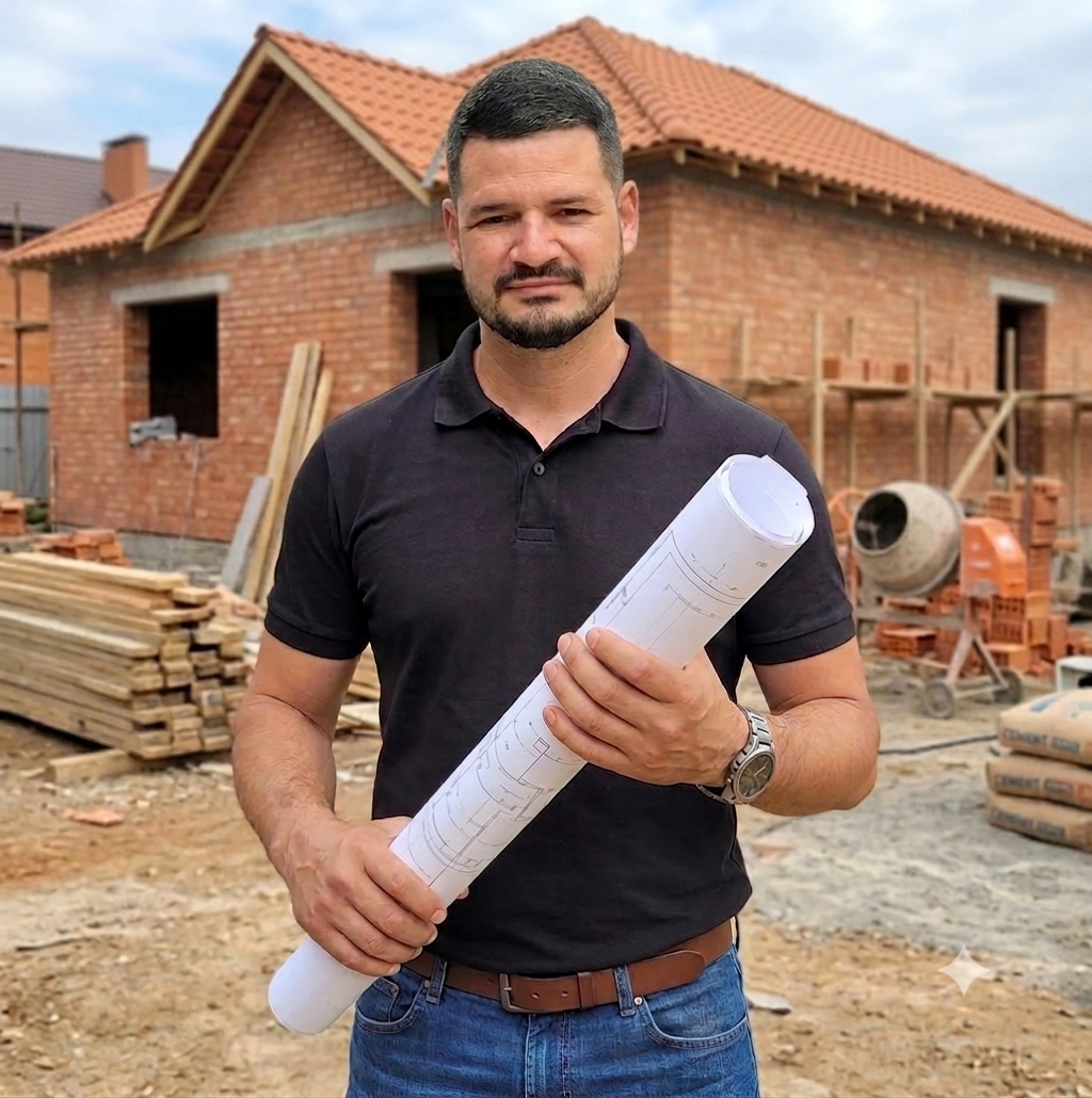 Jhonatan Augusto acompanhando uma obra