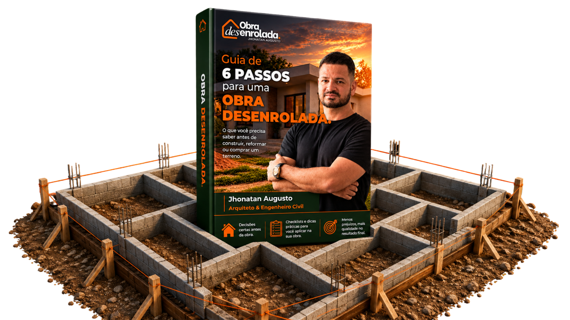Guia de 6 Passos para uma Obra Desenrolada, sobre a planta de fundação da obra